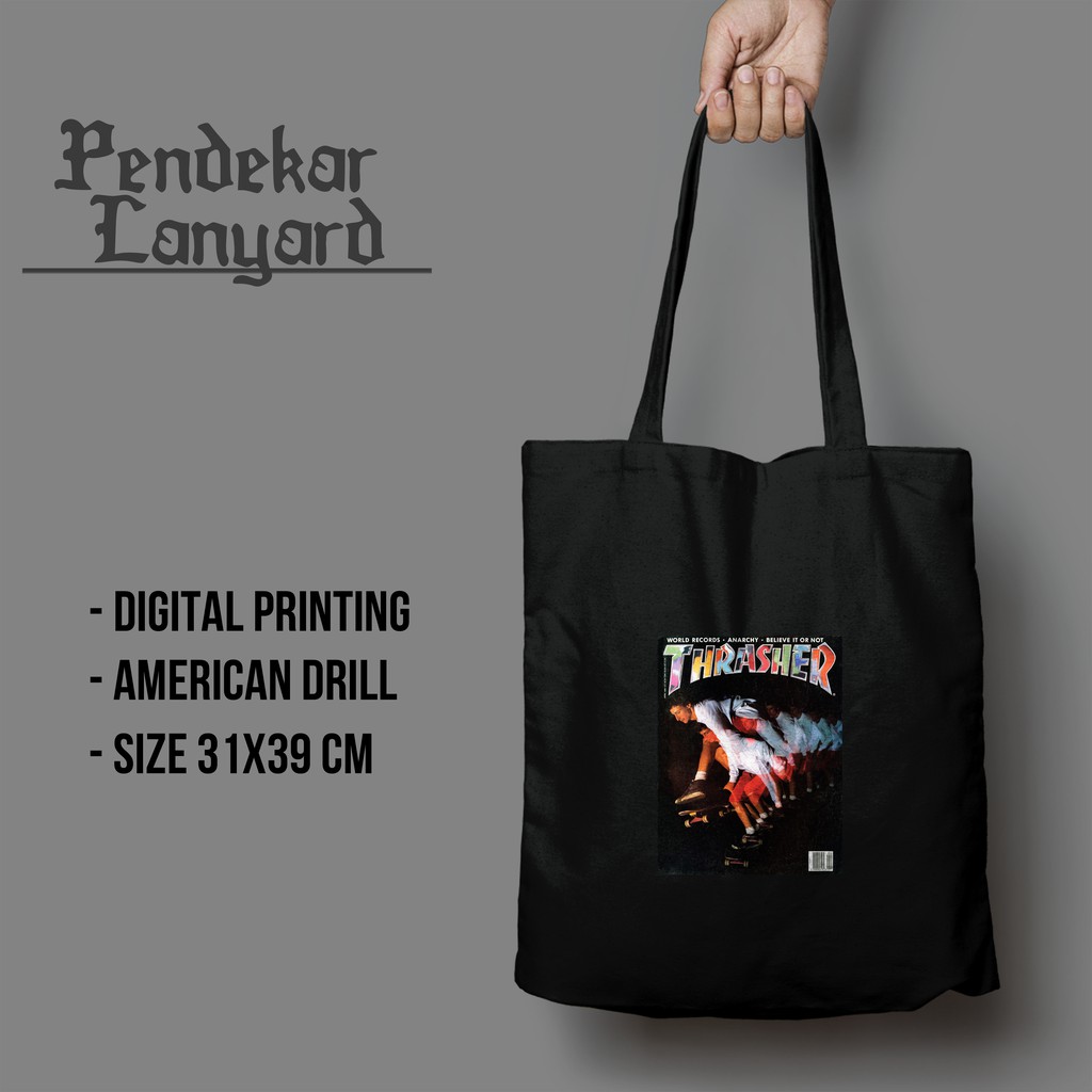 THRASHER Totebag Skateboard Tas Jinjing Pria Wanita Kekinian Desain Terbaru Penawaran Spesial