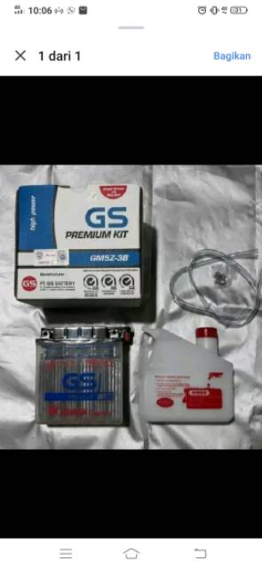 Aki GS Astra GM5Z-3B kit (basah) untuk mio sporty/mio lama/ grand/ supra x/