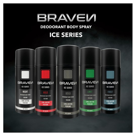 ⭐BAGUS⭐ BRAVEN ICE  / PILOT SERIES MEN DEODORANT BODY SPRAY 150ml - Deodoran Pria