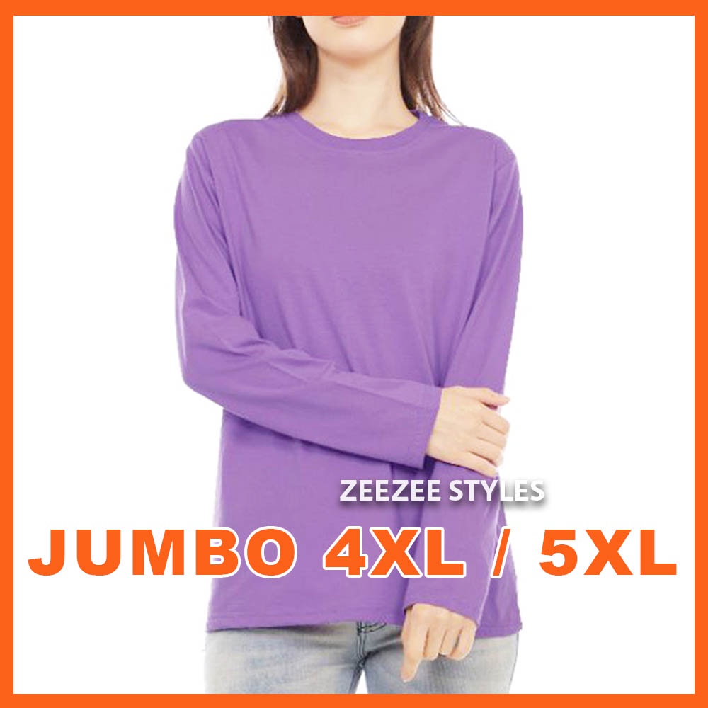 Kaos Polos Jumbo XXXXL XXXXXL Pria Wanita Oversize Tangan Panjang Lilac