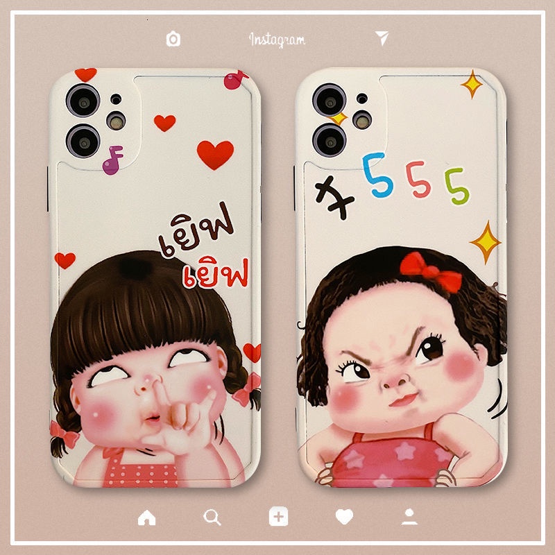 Casing Ponsel dengan Pola gadis gemuk lucu untuk IPhone 12 12promax Cute 7 8Plus SE X XS Anti-fall XR Xsmax 11 11pro 11promax Casing Ponsel Silikon Ggnh