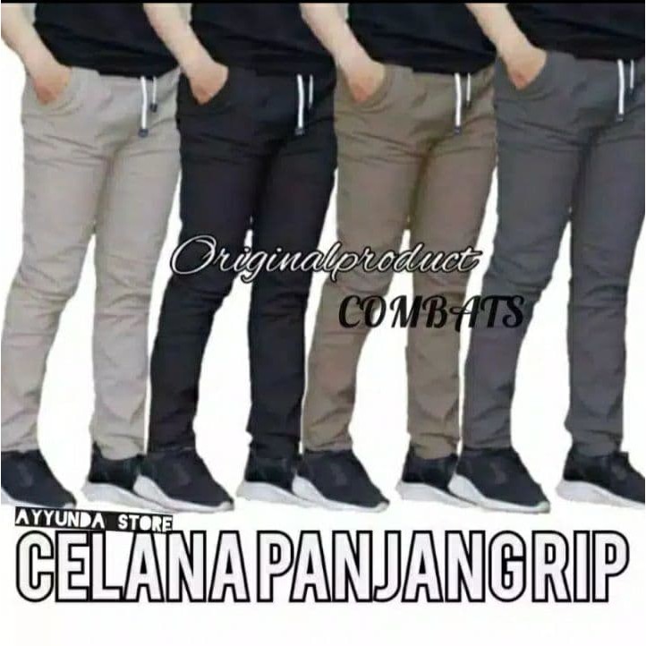 [BISA COD] Original Combats Celana Chino Panjang Pria RIP Pinggang Karet Bahan Melar Stretch size 28 -38