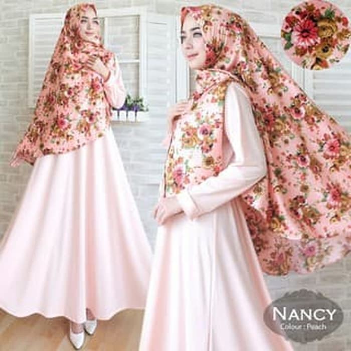 TERMURAH Pakaian Muslim gamis wanita cewe ramadhan lebaran Nancy Syari Set Banyak Warna R AF157 puas