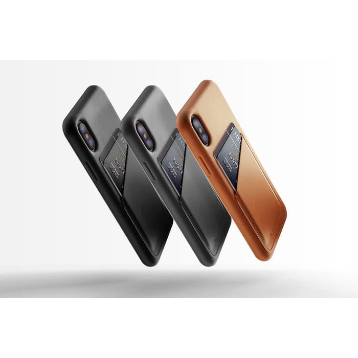 Mujjo Full Leather Wallet Case for iPhone X - Hitam