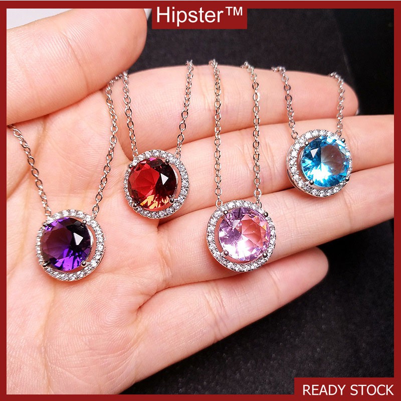 Affordable Luxury Fashion Inlaid round Fully-Jeweled Crystal Pendant Necklace