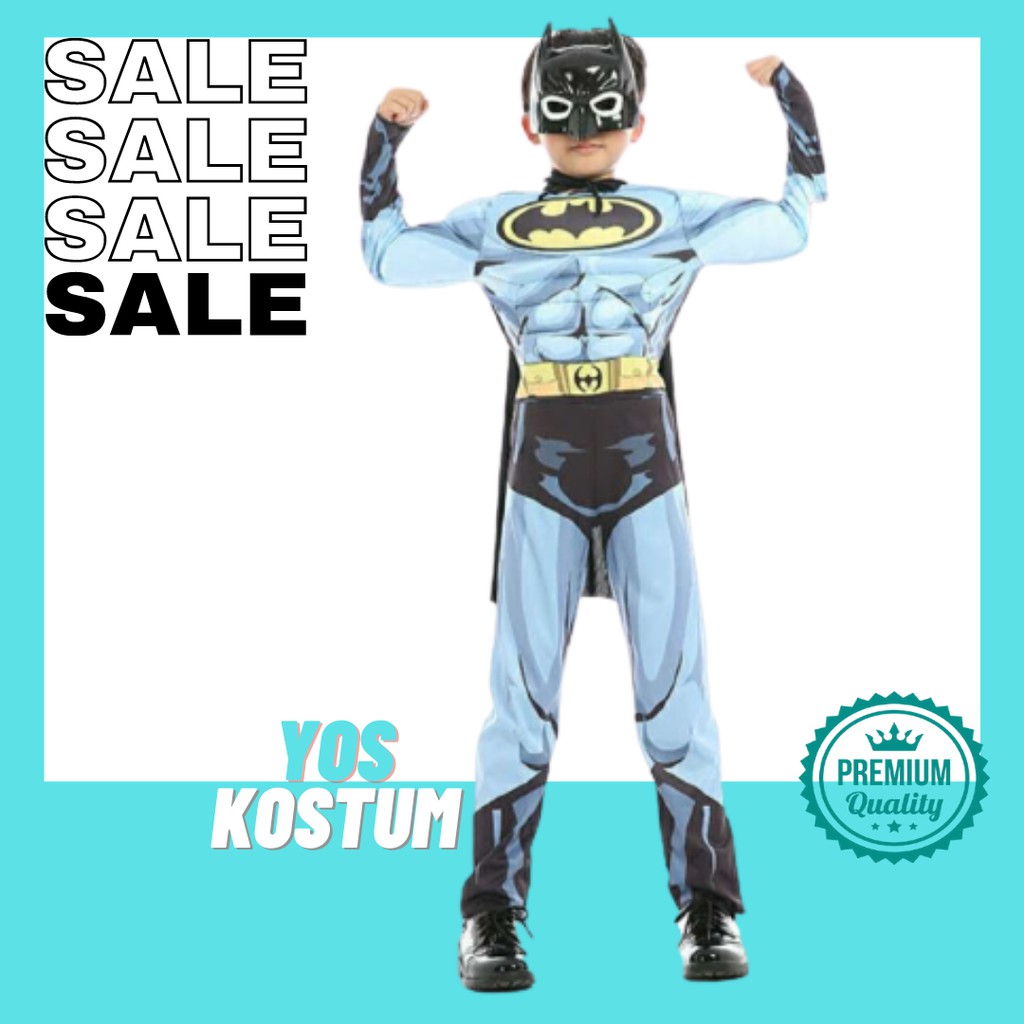 Kostum Anak Batman II Import Busa Otot Baju Karakter Superhero Cosplay Ultah Impor Costume Jumpsuit