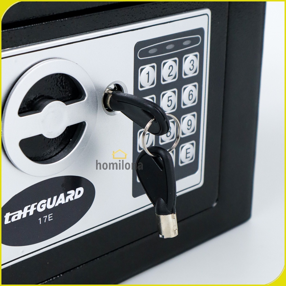 Kotak Brankas Hotel Mini Electric Password Deposit Box with Lubang Celengan 4.6L - TaffGUARD 17E - Black