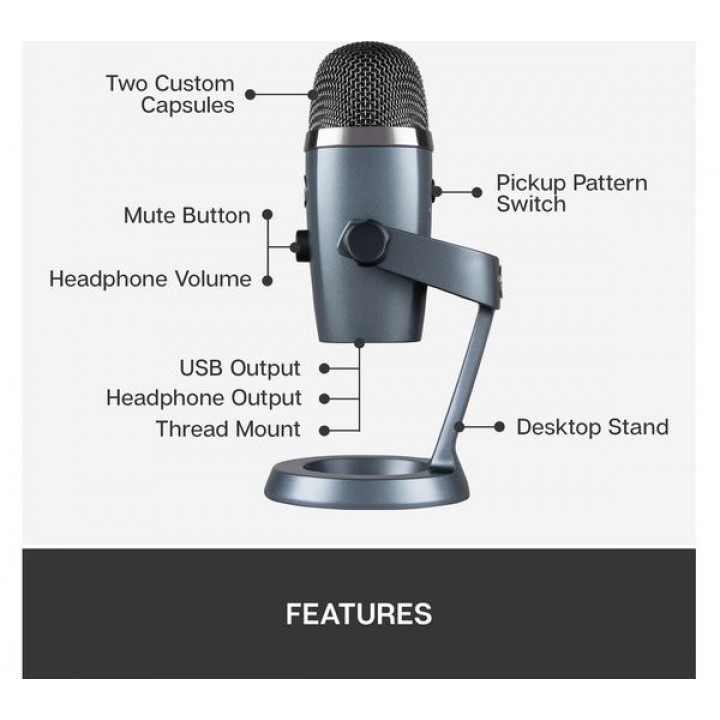 760 BLUE Microphones Yeti NANO - Premium USB Microphone - Shadow Grey