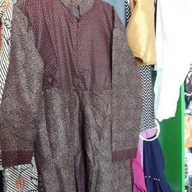 Gamis Batik Pias Cappucino Sogan Size Standar Dan Jumbo Bahan Katun Mataram Primisima