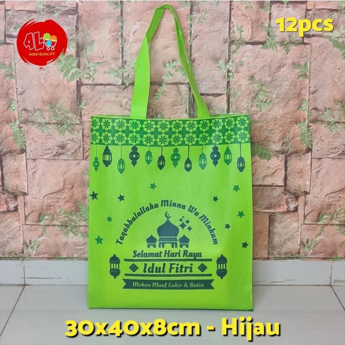 

PROMO Tas kain Spunbond PRESS Lebaran Paket Idul Fitri Ramadhan Syukuran THR - 30x40 Hijau