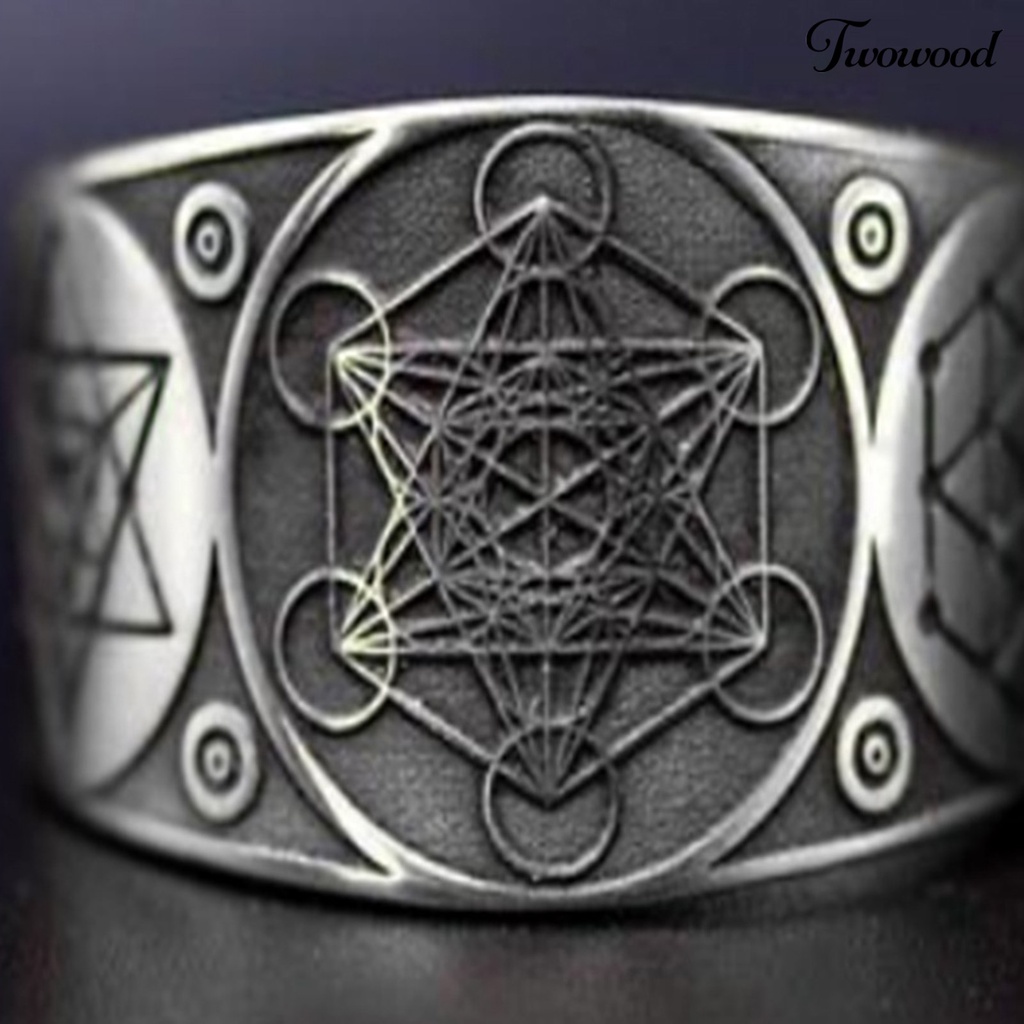 Twowood Hexagram Pattern Vintage Unisex Ring Alloy Adjustable Opening Punk Finger Ring Jewelry Accessory