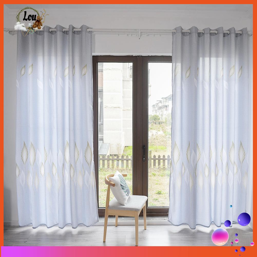 TersediaLeaves Printed Semi Blackout Curtains Living Room Bedroom Windows Drapes Shopee Indonesia