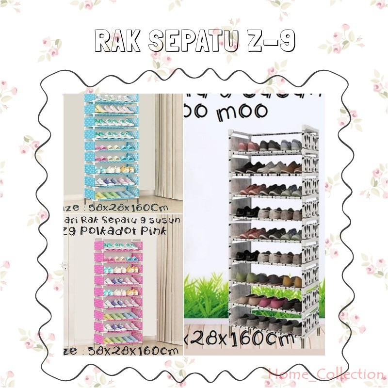 PROMO SUPER HEMAT!!! RAK SEPATU PORTABLE 8 SUSUN  MOTIF POLKADOT DAN MOO (Bayar Ditempat)!!