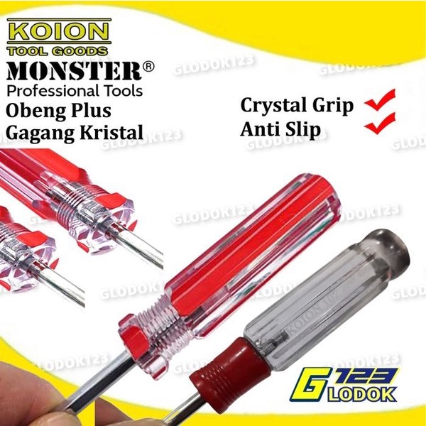 Obeng Plus Kembang Magnet Screwdriver Gagang Crystal Taiwan