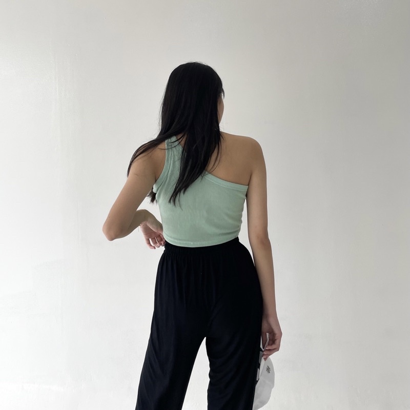 RUE TOP | Ribbed Tank Top Summer Crop Assymetric Tanktop Rib Basic Top