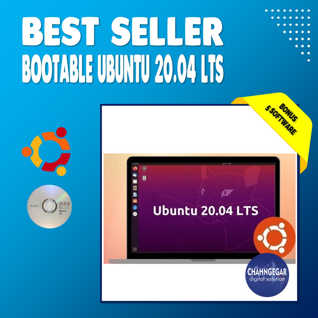 Paket DVD Bootable Linux Ubuntu 18.04.3 LTS Aksesoris Software Laptop Komponen Peralatan Komputer
