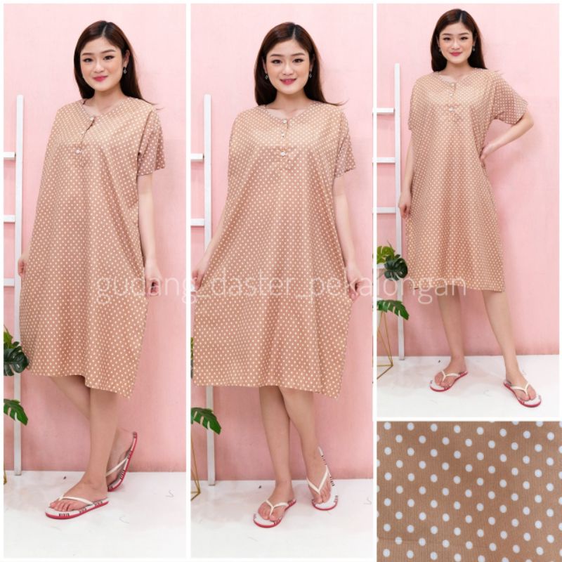 DASTER JUMBO LD 120 KATUN KARAKTER KANCING DEPAN BUSUI BUMIL LENGAN PENDEK GUDANG_DASTER_PEKALONGAN-JB POLKA COKSU