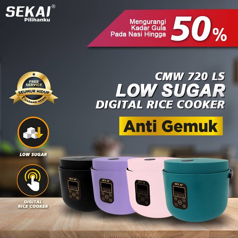 Rice Cooker Digital Low Sugar Low Carbo SEKAI / Penanak Nasi Magic Com Anti Gemuk 1.2 L / CMW 720 LS