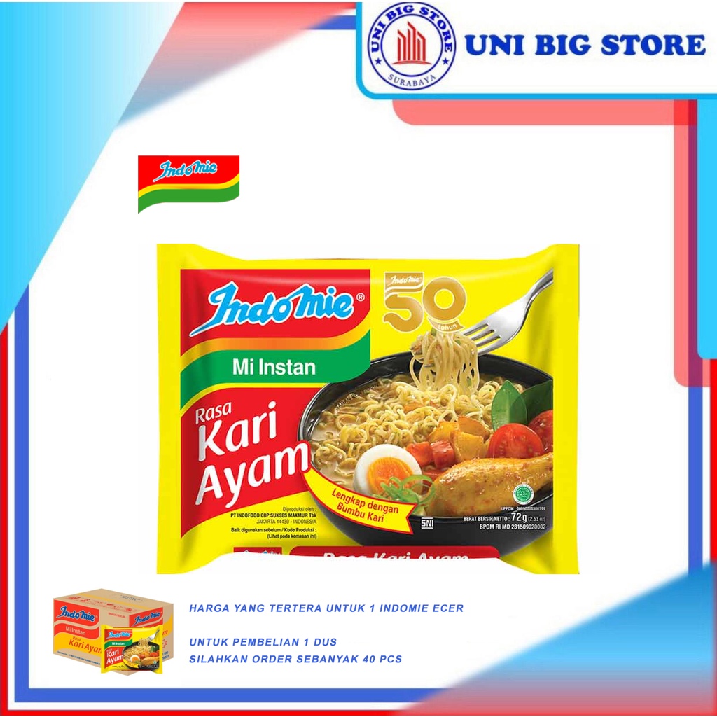 

Indomie Mie Kuah Mi Kari Ayam 72 gr Chicken Curry Noodle