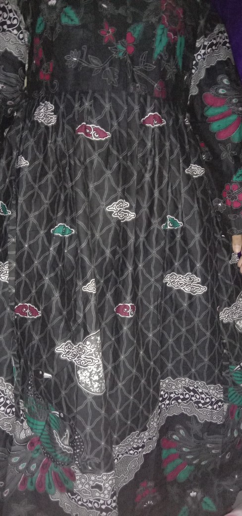 Batik Couple Batik Keluarga Ibu Ayah Dan Anak Maura Couple Sania Ruffle Modern ( Awan Mendung Abu )