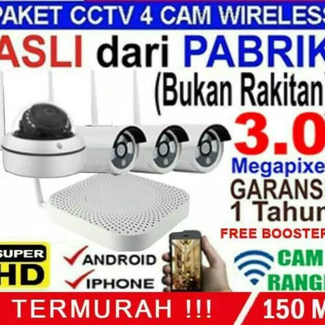 Paket cctv wifi wireless 3mp 1080p 8ch 4cam hdd 1tb