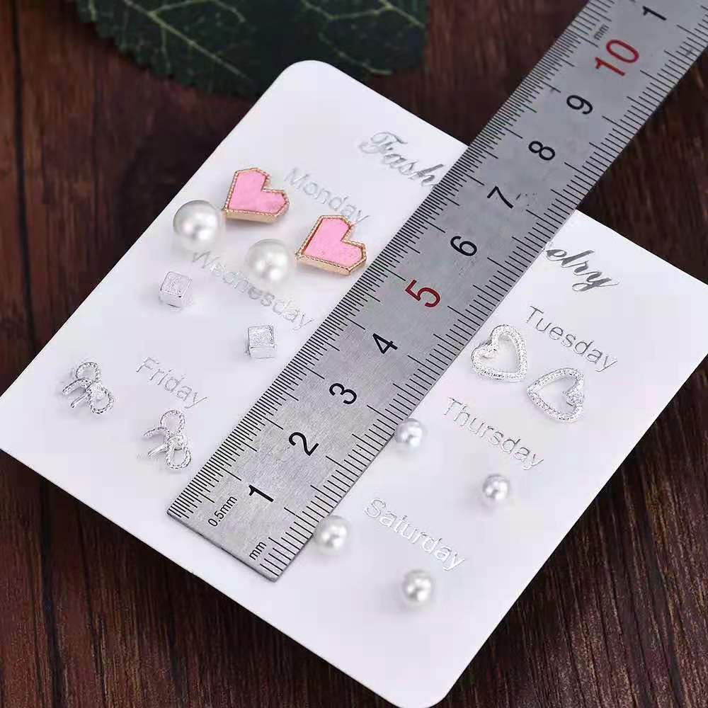 6 Pasang Anting Tusuk Simple Kreatif Gaya Korea