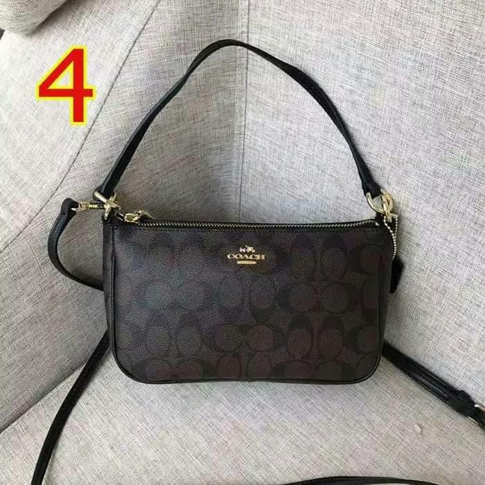 Tas Selempang Coach Wanita Fullset Original - Hitam/Coklat