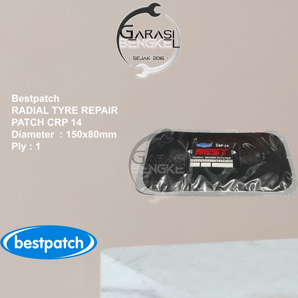 Bestpatch Radial Patch CRP-14 150x80mm Karet Tambal Ban Tubless Tiptop CRP14 Satuan