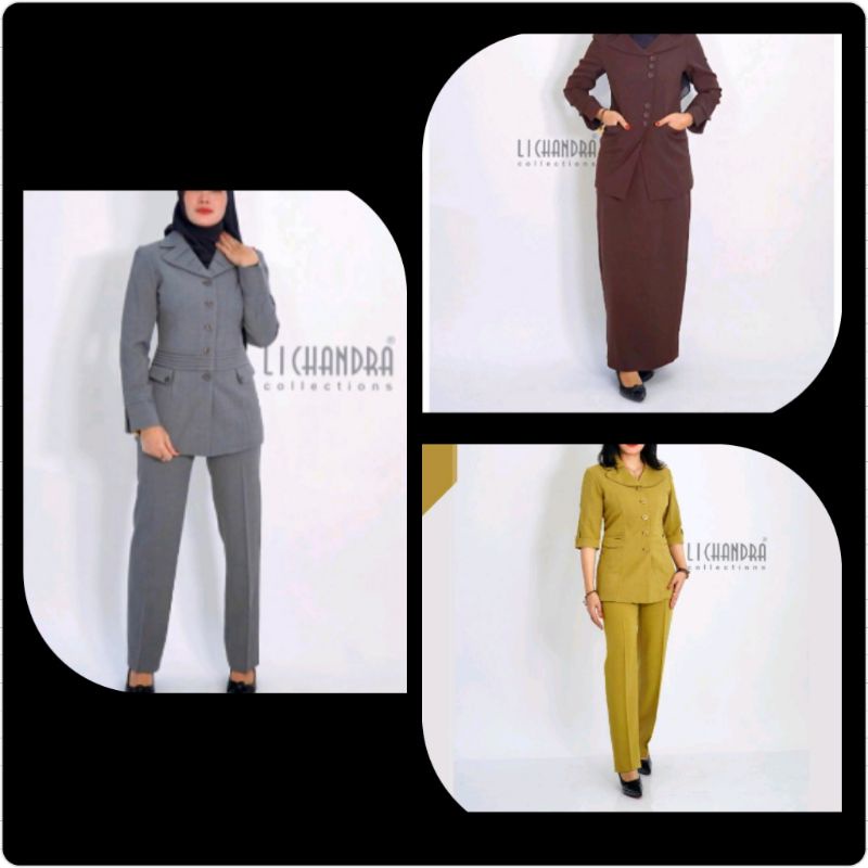 stelan blazer Dan celana lichandra setelan celana panjang