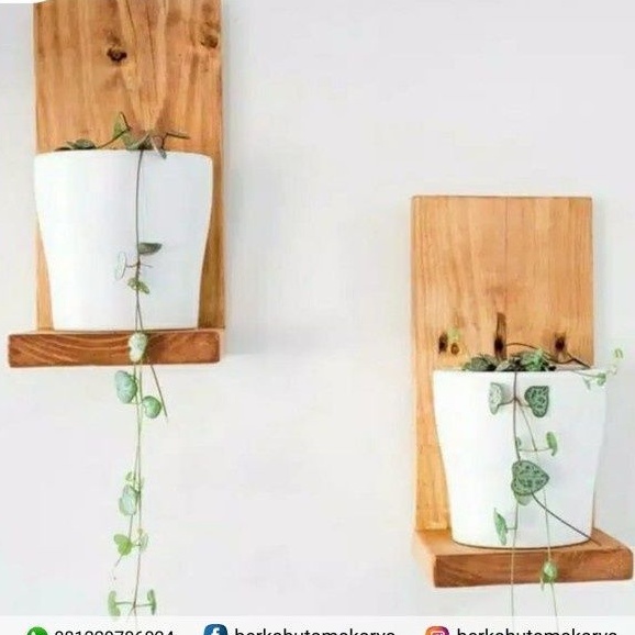 Rak dinding minimalis kayu / rak dinding tempel / rak dinding pot