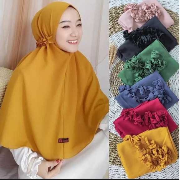 Hijab BERGO TALI KRIWIL / Maryam Diamond / Jilbab Instan / Khimar Rempel-Kunyit