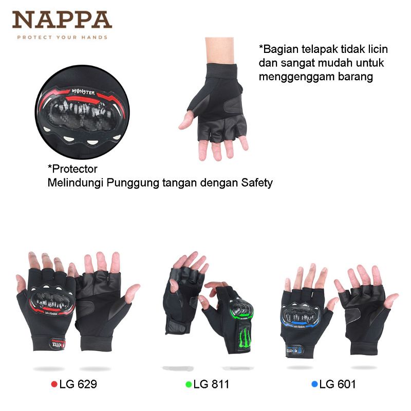 Sarung Tangan Model Batok Setengah Jari Anti Slip untuk Sepeda Motor Gunung Bikers Turing Pria