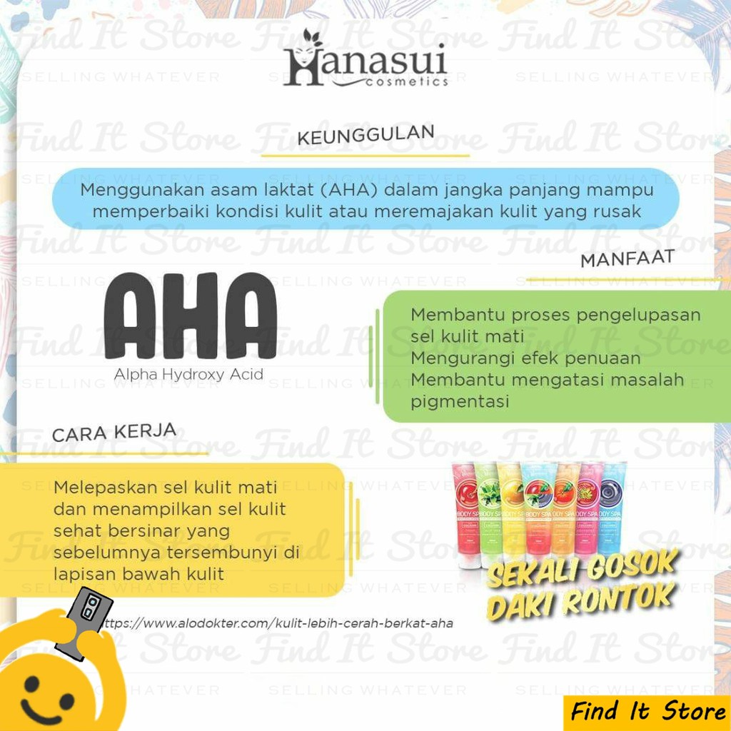 Hanasui Body Spa Exfoliating Gel with AHA Collagen 300ml Perontok Daki Bolot Kulit Mati