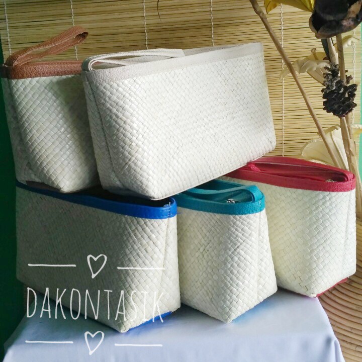 DT-17155 Dompet Tangan Pouch Kosmetik Anyaman polos Untuk Kerajinan Decoupage