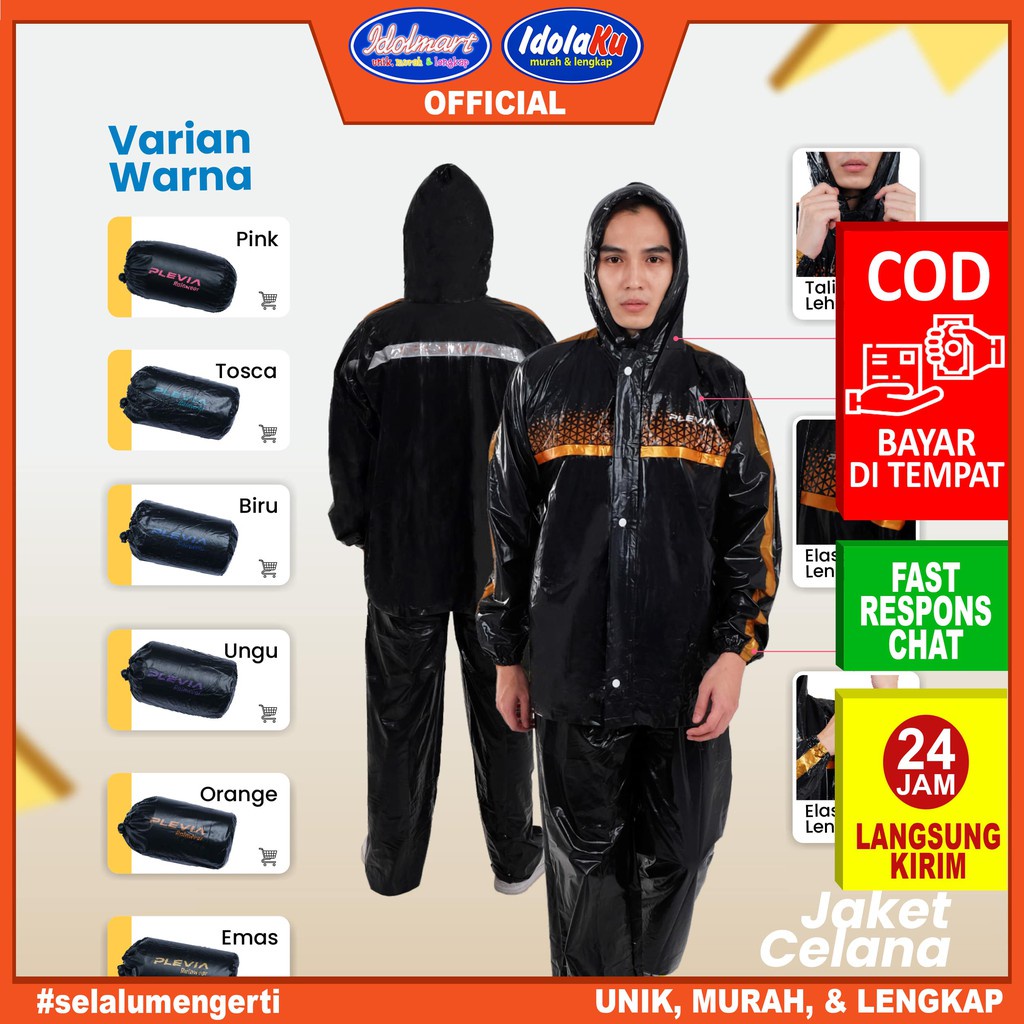 IDOLMART Jas Hujan Setelan Plevia Jaket Celana Ranger 510 - Raincoat Dewasa Pria Wanita Murah Surabaya