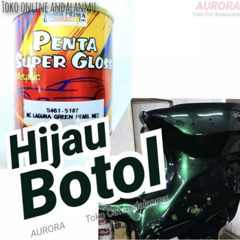 Cat Hijau Botol Metalik Penta Super Gloss NC Laguna Green Pearl Met 200ml