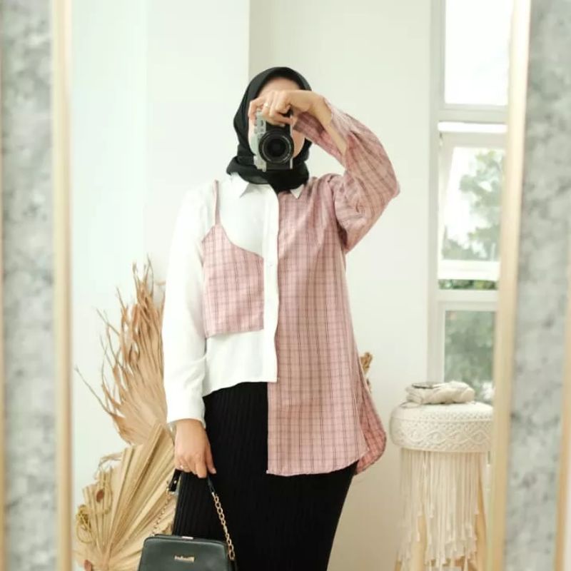 ANGGI Thea Shirt | Shirt Wanita | Blouse Wanita | Blouse Korean Style | Blouse Wanita Korea | Kemeja