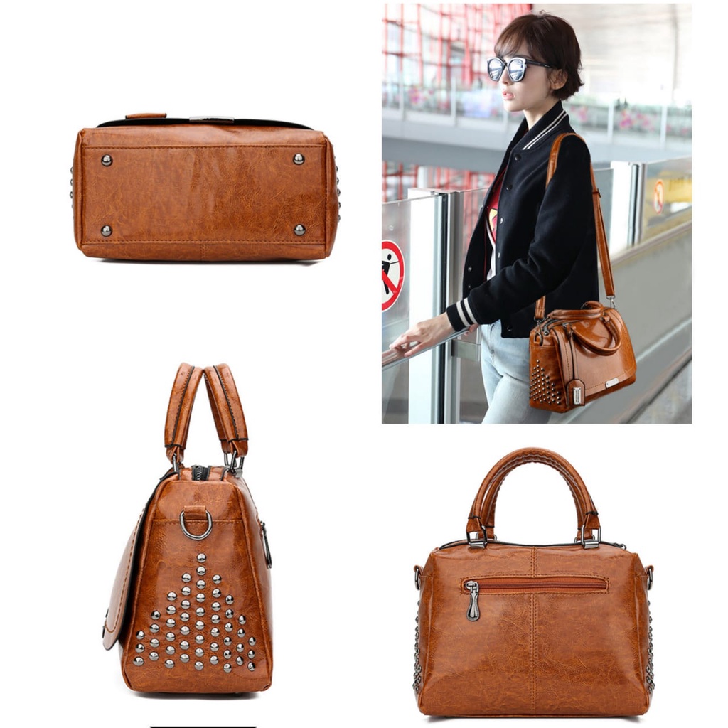 TAS SELEMPANG WANITA SHIGATA TA353B7 IMPORT PREMIUM KULIT COKLAT BRANDED MURAH BATAM BAG CEWEK KOREA