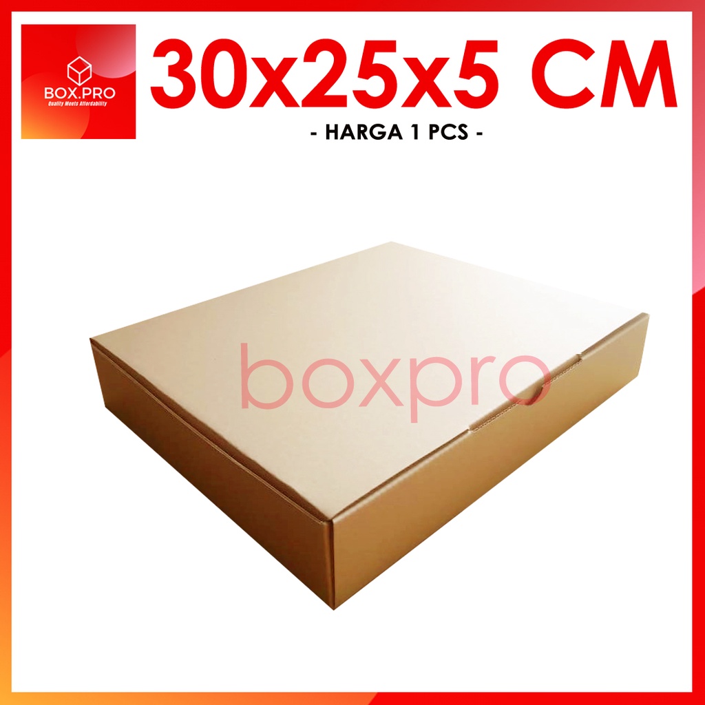

Kardus Dus uk 30x25x5 cm (ECER) Die Cut Box Kotak Packing Aksesoris Baju Makanan Pizza Hijab Kue