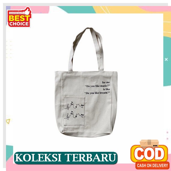 Bisa Cod Tas Tote Bag Wanita Kuliah Keren Ala Korea Canvas Tebal Import/Tas Selempang Wanita Kekinia