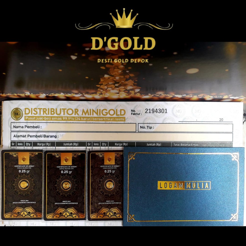 MINIGOLD 0,25 Gram Logam Mulia Emas 24 Karat / EMAS MINI GOLD