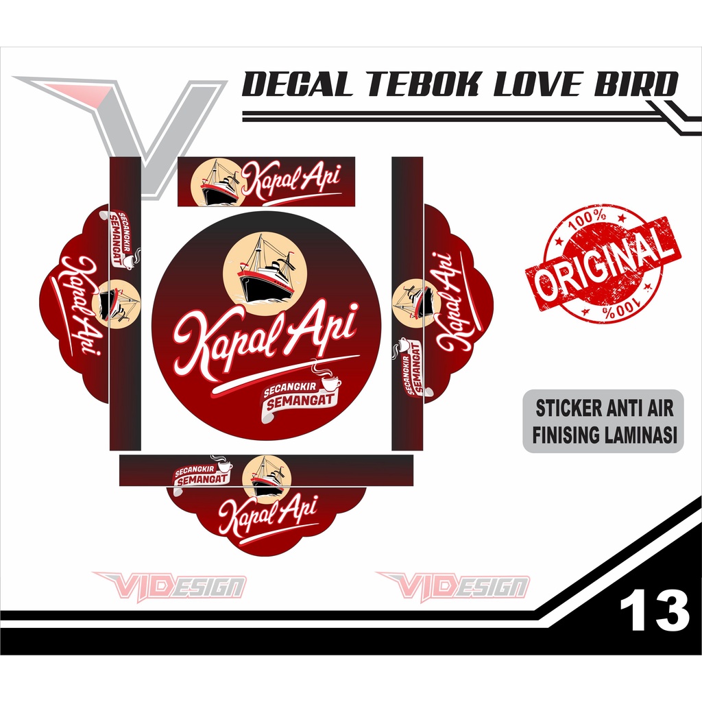 Stiker sangkar ebot bulat Decal tebok lovebird PENIKMAT KOPI