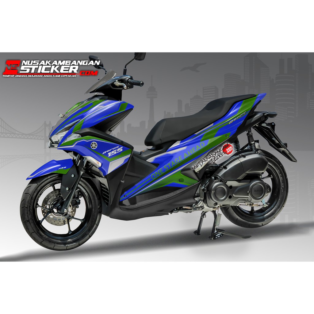 Decal Stiker Motor Yamaha Aerox Full Body Biru Grafis Minialis Racing Team Sticker Custom Variasi Mo