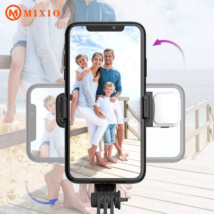 MIXIO - Q09 Alumunium Alloy Selfie Stick with LED Light for Phone