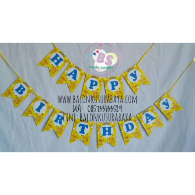 Bunting Flag custom nama pokemon / flag banner / tulisan dinding happy birthday