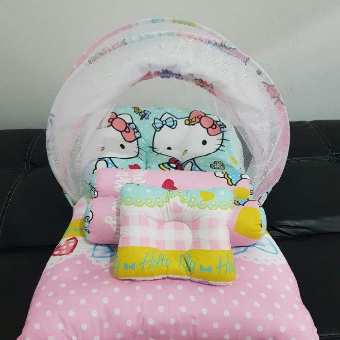 bayi kelambu  set kasur bayi kelambu lipat bantal guling sedia perlak gendongan baju  kelambu bayi 
