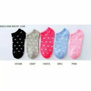 Kaos  Kaki  Motif  Love Korea  Ankle Cute Semata Short Socks 
