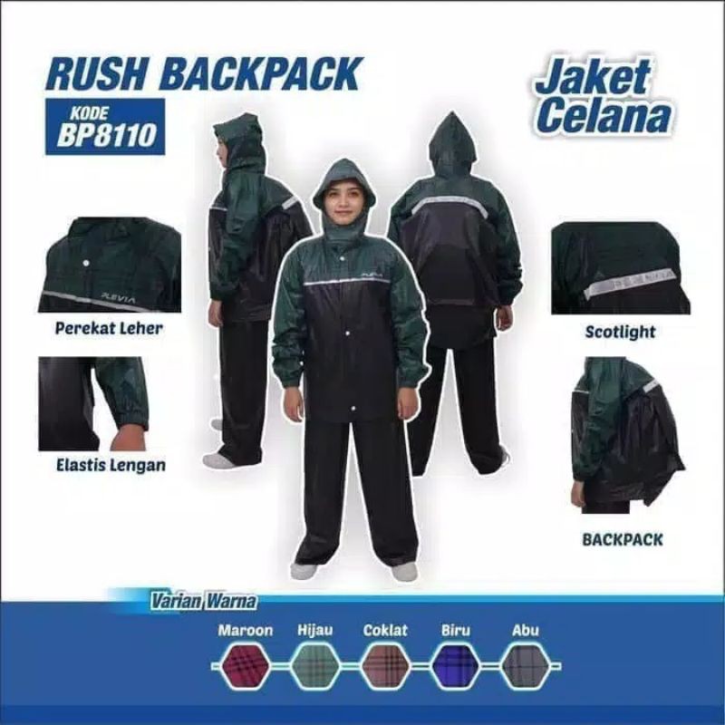 Jas Hujan Jaket Celana Rush Backpack 8110