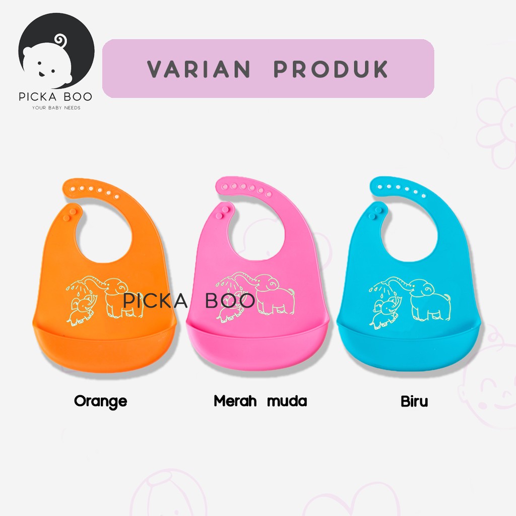 PICKA BOO Celemek Makan Bayi Bahan Silikon