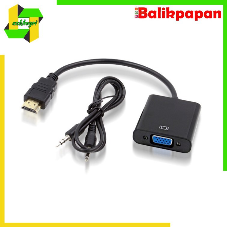 Kabel Adapter Converter HDMI To VGA 1080P plus Audio Untuk Laptop / Proyektor